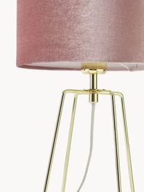 Lampe à poser en velours Karolina, Vieux rose, laiton, Ø 25 x haut. 49 cm