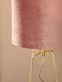 Lampe à poser en velours Karolina, Vieux rose, laiton, Ø 25 x haut. 49 cm