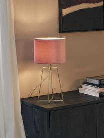 Lampe à poser en velours Karolina, Vieux rose, laiton, Ø 25 x haut. 49 cm