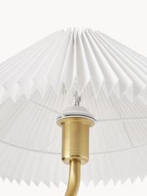 Lámpara de mesa Ayla, Pantalla: 50% lino, 50% algodón, Estructura: metal recubierto, Cable: cubierto en tela, Blanco, dorado, Ø 33 x Al 52 cm