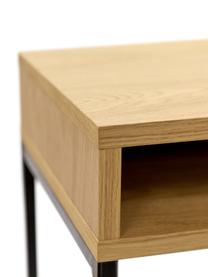 Smal staand bureau Frame, Frame: MDF met eikenhoutfineer, , Poten: gepoedercoat metaal, Eikenhoutkleurig, zwart, B 100 x D 35 cm