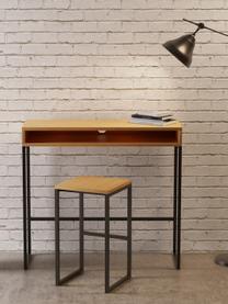 Smal staand bureau Frame, Frame: MDF met eikenhoutfineer, , Poten: gepoedercoat metaal, Eikenhoutkleurig, zwart, B 100 x D 35 cm