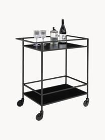 Barcart Noel, Frame: gecoat metaal, Plateaus: MDF, Zwart, B 68 x H 79 cm