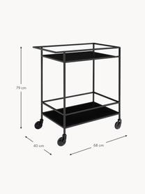 Carrello da portata Noel, Struttura: metallo rivestito, Ripiani: pannello di fibra a media, Nero, Larg. 68 x Alt. 79 cm