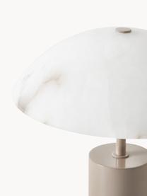 Lampada da tavolo piccola in alabastro Essi, Paralume: alabastro, Gambe: metallo verniciato a polv, Bianco, beige, Ø 25 x Alt. 30 cm