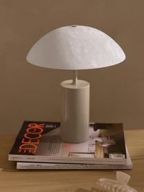 Petite lampe à poser en albâtre Essi, Blanc, beige, Ø 25 x haut. 30 cm