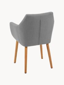 Silla con reposabrazos Nora, Tapizado: 100% poliéster El tapizad, Patas: madera de roble, Tejido gris claro, madera de roble clara, An 58 x Al 84 cm