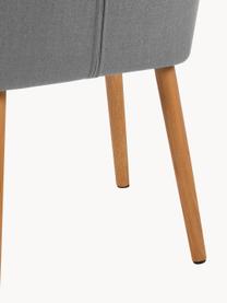 Silla con reposabrazos Nora, Tapizado: 100% poliéster El tapizad, Patas: madera de roble, Tejido gris claro, madera de roble clara, An 58 x Al 84 cm