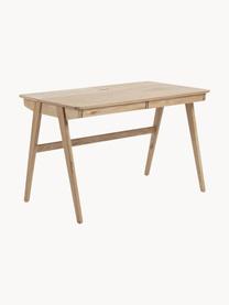 Houten bureau Jacques met kabeldoorgang, Poten: massief essenhout, Essenhout, B 120 x D 65 cm