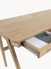 Houten bureau Jacques met kabeldoorgang, Poten: massief essenhout, Essenhout, B 120 x D 65 cm