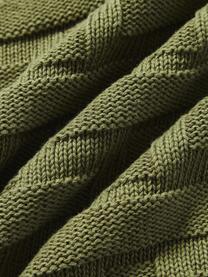 Housse de coussin 50x50 en tricot Gwen, 100 % coton, Vert olive, larg. 50 x long. 50 cm