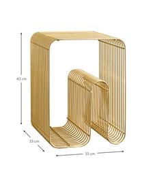 Beistelltisch Curve mit Zeitungsfach, Metall, lackiert, Goldfarben, B 33 x H 43 cm