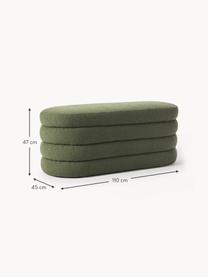 Čalouněná bouclé lavice Alto, Tmavě zelená, Š 110 cm, V 47 cm