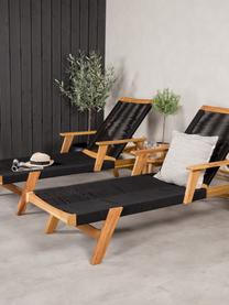 Tumbona Little John, Estructura: madera de acacia, Negro, beige, L 200 x An 73 cm