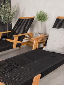 Tumbona Little John, Estructura: madera de acacia, Negro, beige, L 200 x An 73 cm