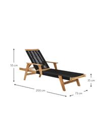 Tumbona Little John, Estructura: madera de acacia, Negro, beige, L 200 x An 73 cm