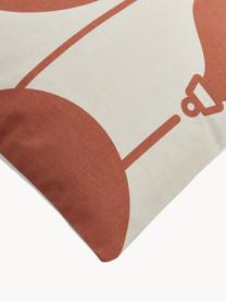 Housse de coussin 45x45 réversible Joy, 100 % coton, certifié GOTS, Terracotta, beige, larg. 45 x long. 45 cm