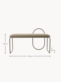 Banc rembourré Angui, Tissu beige clair, larg. 110 x prof. 39 cm