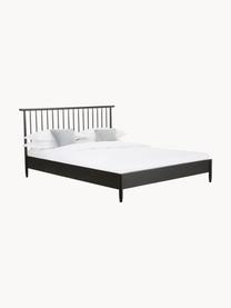 Houten bed Windsor van massief grenenhout met hoofdeinde, Massief grenenhout, FSC-gecertificeerd, Grenenhout, zwart, B 180 x L 200 cm