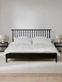 Dřevěná postel s čelem z borovicového dřeva Windsor, Masivní borovicové dřevo, certifikováno FSC, Borovicové dřevo, černá, Š 180 cm, D 200 cm