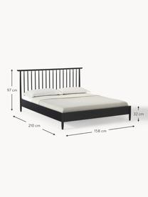 Houten bed Windsor met hoofdeinde van grenenhout, Massief grenenhout, FSC-gecertificeerd, Grenenhout, zwart, B 180 x L 200 cm