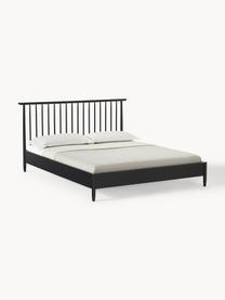 Cama de madera de pino Windsor, con cabecero, Madera de pino macizo, certificado FSC, Madera de pino, negro, An 180 x L 200 cm