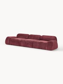 Modulares Sofa Wolke (4-Sitzer) aus Teddy-Bouclé, Bezug: Teddy-Bouclé (100 % Polye, Teddy-Bouclé Weinrot, B 343 x T 118 cm