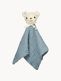 Doudou en coton bio Bear, Gris-bleu, blanc cassé, larg. 35 x long. 35 cm