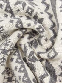 Federa arredo a maglia grigia Hjerte, 100% cotone, Grigio, crema, Larg. 40 x Lung. 40 cm