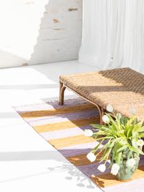 Handgewebter Baumwollteppich Chindi mit Fransen, 100 % Baumwolle, Lavendel, Orange, B 60 x L 90 cm (Größe XXS)