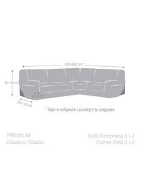 Copertura divano angolare Roc, 55% poliestere, 35% cotone, 10% elastomero, Color crema, Larg. 600 x Alt. 120 cm