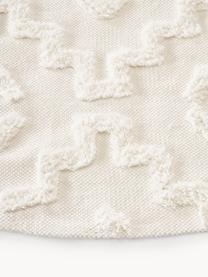 Runder Baumwollteppich Idris mit erhabender Hoch-Tief-Struktur, 100 % Baumwolle, Cremeweiss, Ø 120 cm (Grösse S)