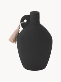 Vase design grès noir Dollo, Grès cérame, Noir, Ø 14 x haut. 21 cm