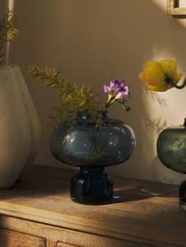 Ručně foukaná váza Nicola, Sodnovápenaté sklo, Modrá, Ø 20 cm, V 20 cm