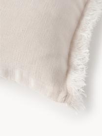 Funda de cojín de lino con flecos Luana, 100% lino 

El lino tiene naturalmente un tacto áspero y un aspecto arrugado natural. La alta resistencia al desgarro hace que el lino sea resistente a la abrasión y duradero., Blanco crema, An 50 x L 50 cm