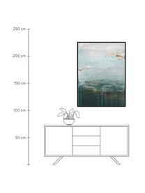 Ručně malovaný obrázek na plátně s dřevěným rámem Gradient Grace, Odstíny petrolejové a světle modré, Š 92 cm, V 120 cm