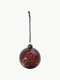 Palline di Natale Star 4 pz, Vetro, Rosso vino, argentato, Ø 8 cm