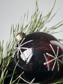 Weihnachtskugeln Star, 4 Stück, Glas, Weinrot, SIlberfarben, Ø 8 cm