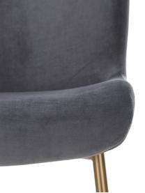 Fluwelen stoel Tess in donkergrijs, Bekleding: fluweel (polyester) Met 3, Poten: metaal, gepoedercoat, Fluweel donkergrijs, goudkleurig, B 49 x D 64 cm