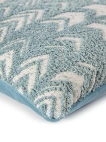 Housse de coussin réversible velours Tilas, Bleu menthe, crème