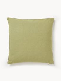 Housse de coussin 45x45 brodée Pritha, 100 % coton, Vert, larg. 45 x long. 45 cm