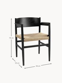 Chaise à accoudoirs en bois Nestor, Beige clair, noir, larg. 56 x prof. 53 cm