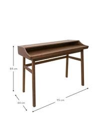 Uitschuifbare bureau Carteret, 115 x 44 - 68 cm, Poten: massief eikenhout, gebeit, Tafelblad: spaanplaat met eikenhoutf, Donkerbruin, B 115 x H 84 cm