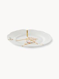 Dizajnový porcelánový raňajkový tanier Kintsugi, Biela, odtiene zlatej, Ø 21 cm