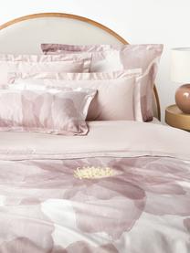 Housse de couette en satin de coton Alyssa, Rose, blanc, larg. 200 x long. 200 cm