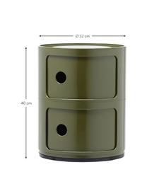 Design container Componibili, 2 modules, Kunststof, Greenguard gecertificeerd, Groen, glanzend, Ø 32 x H 40 cm