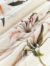 Copripiumino in raso di cotone con stampa floreale Flori, Beige chiaro, multicolore, Larg. 200 x Lung. 200 cm