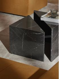 Set 2 tavolini da salotto effetto marmo Vilma, Pannello MDF (fibra a media densità) rivestito laccato, Nero effetto marmo, Set in varie misure