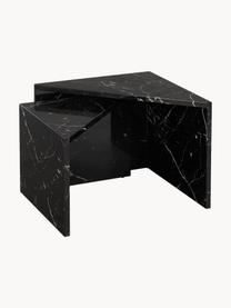 Set di 2 tavolini da salotto effetto marmo Vilma, Pannello MDF (fibra a media densità) rivestito laccato, Nero effetto marmo, Set in varie misure