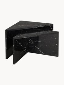 Set di 2 tavolini da salotto effetto marmo Vilma, Pannello MDF (fibra a media densità) rivestito laccato, Nero effetto marmo, Set in varie misure